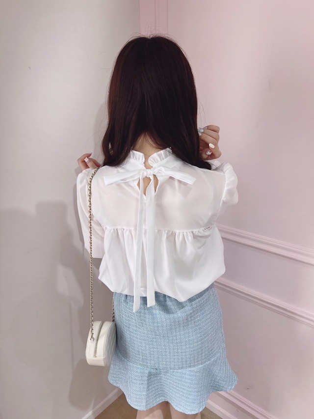 【muu fillé】back ribbon blouse