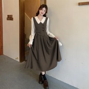 襟付きレトロワンピース