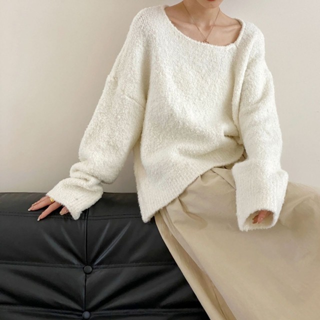 Pullover asymmetrical neck sweater(SN103)