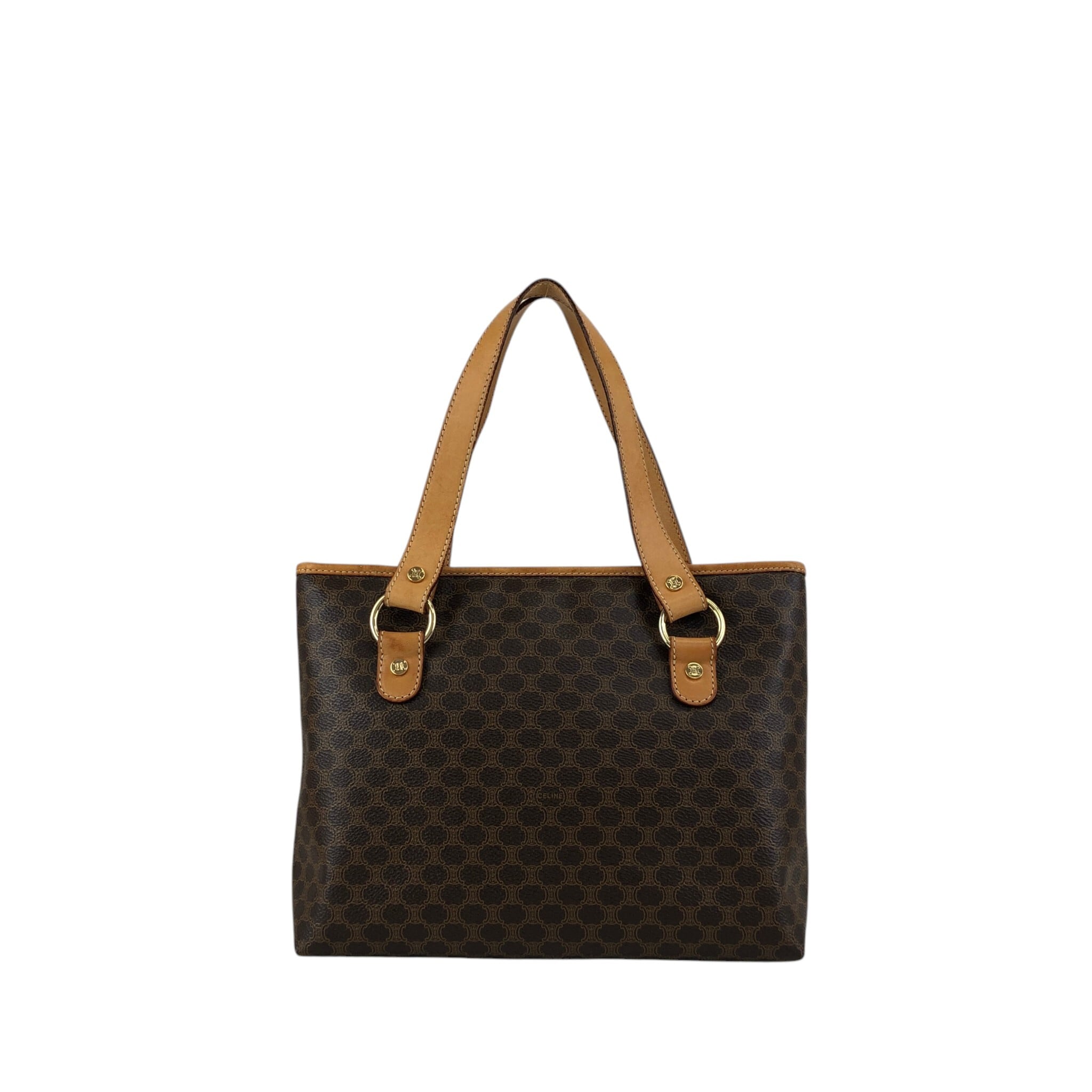 CELINE セリーヌ マカダム ハンドバッグ ブラウン PVC トートバッグ