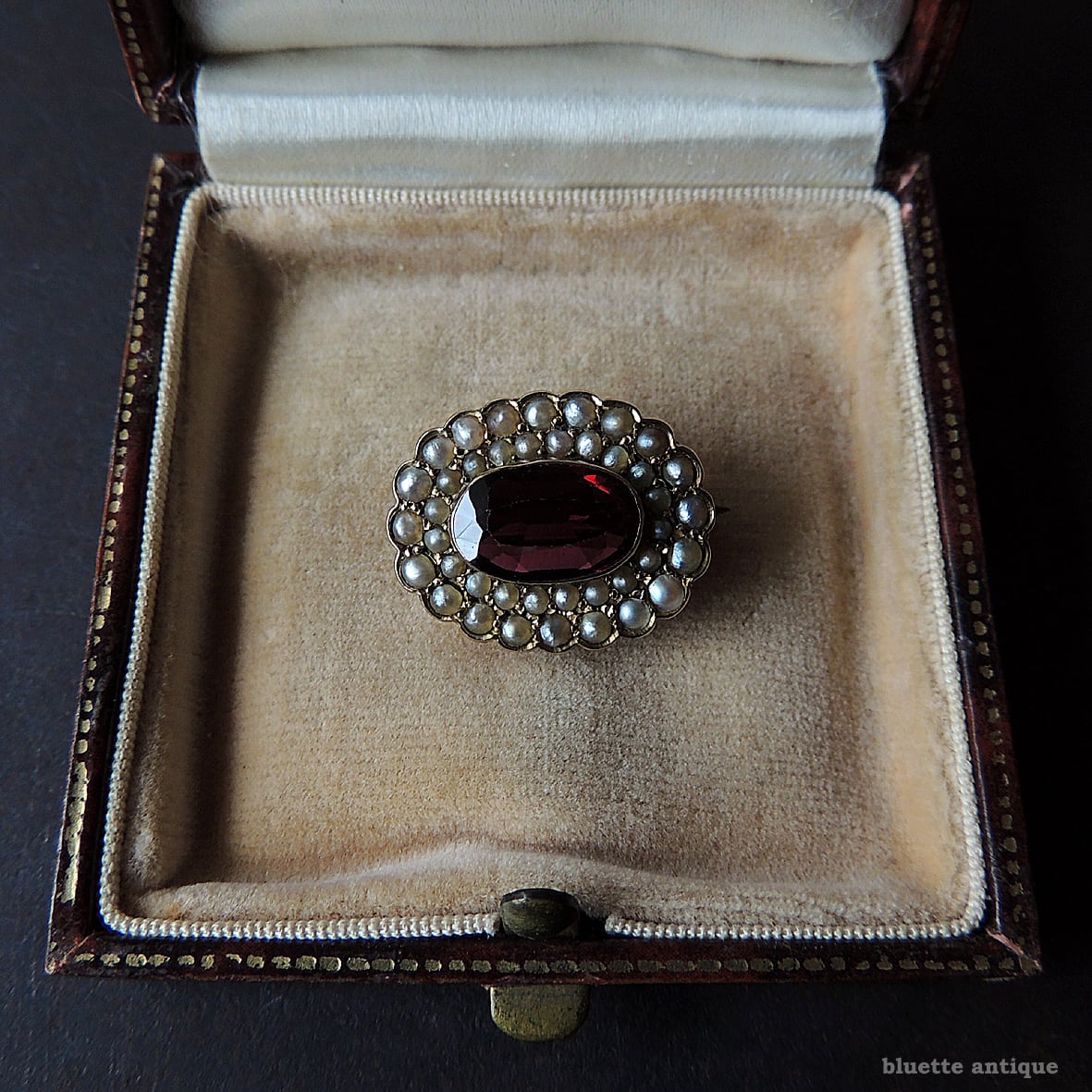 英国アンティークジュエリー 9ctゴールド 天然ロードライトガーネット