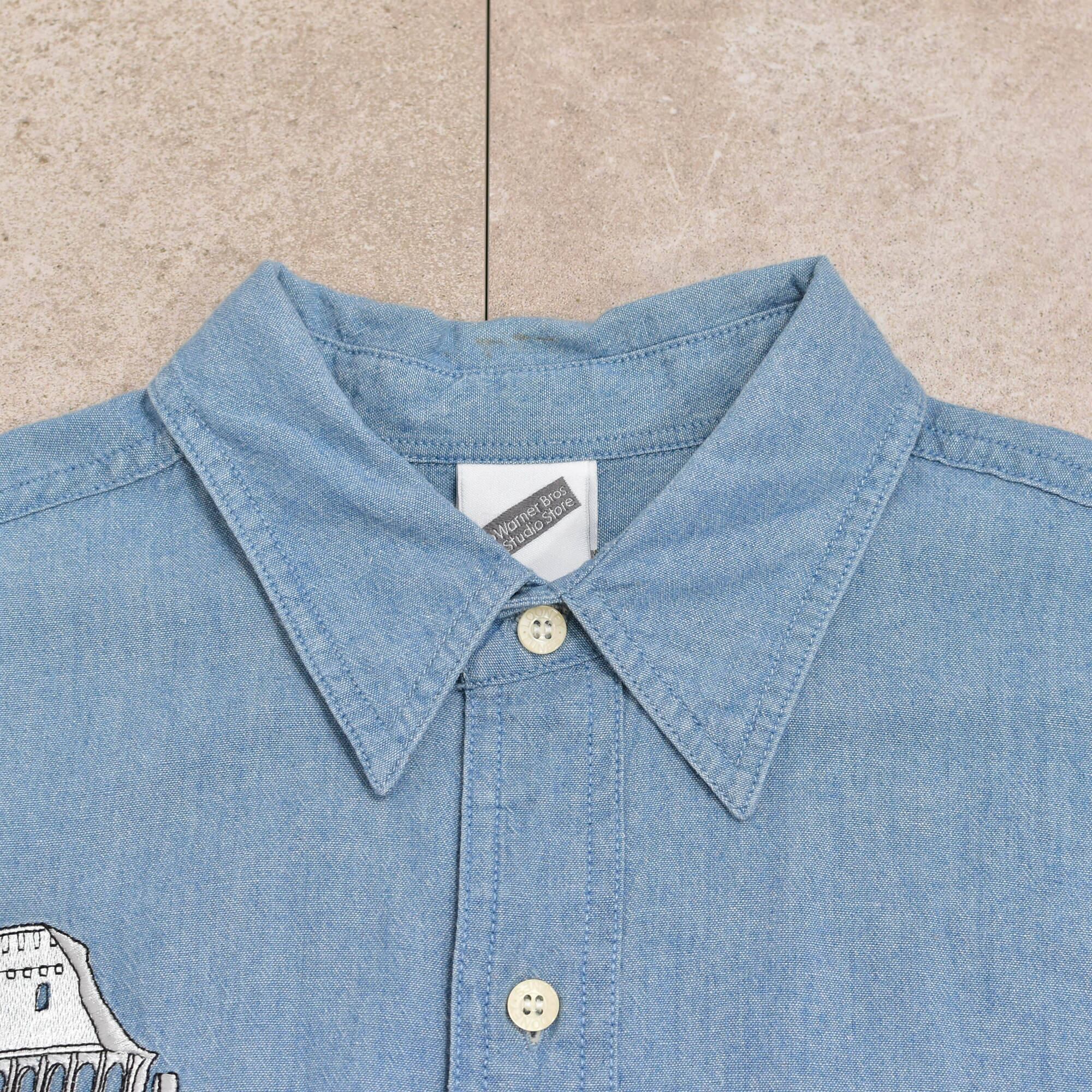 90s LOONEY TUNES Bugs Bunny embroidery chambray shirt | 古着屋