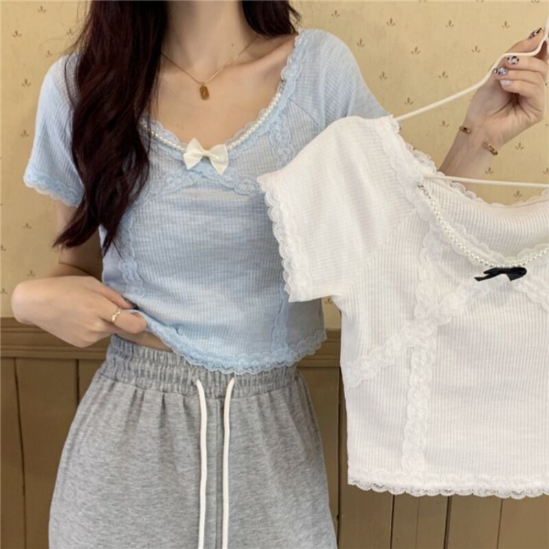 サマースタイルショートトップス レッドTシャツ レディース 夏物 YY-ファッション83327752160