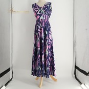 フラダンス 衣装 Ocean Azure ワンピース ドレス ネイビー系 プルメリア柄 花柄 植物柄 ハワイアンプリント ハワイアン アロハ フラ ダンス レッスン 練習 ノースリーブ 紺 紫 黄緑 ピンク系 パープル系 グリーン系 華やか 鮮やか かわいい おしゃれ 上品 大人っぽい