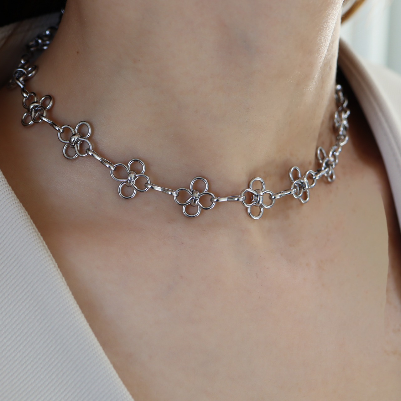 再入荷*stainless blossom choker necklace
