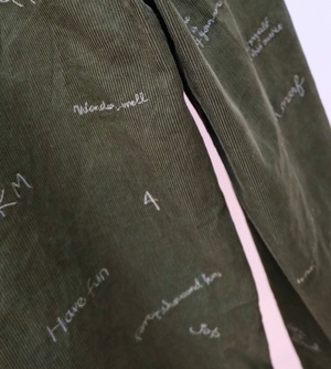 Embroidered Corduroy Pants / KHAKI