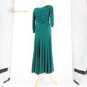 社交ダンス 衣装 スタンダード 上下セット ツーピース レッスンウェア パーティ衣装 無地 Create-Sun クリエイトサン 緑 グリーン系 伸縮性 さわやか エレガント シンプル ディスコ フォーマル 上品 トレーニング 発表会 準備 カジュアル パフォーマンス おしゃれ レディース パーティー 体型カバー