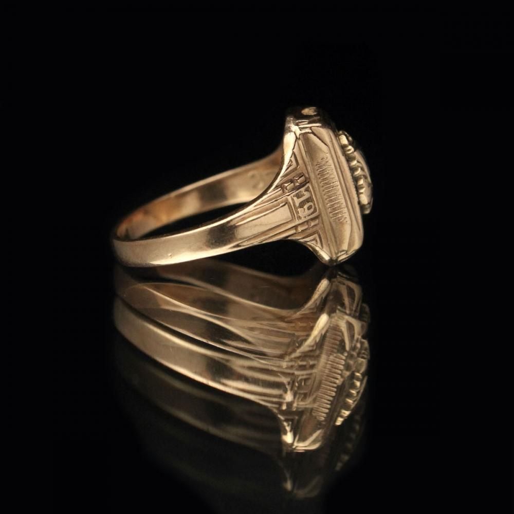 [10K] USA カレッジピン 1949年 Vintage College Ring [BALFOUR 10kt Gold] [1948s-] Plane Rectangle