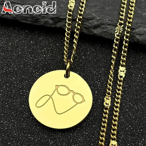 ネックレス  ステンレス ゴールド チェーン ラウンド メタル レディース メンズ 眼鏡 グラス スチール