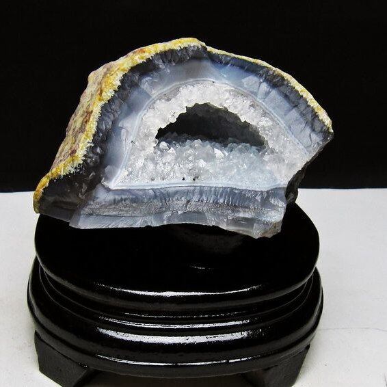 アゲート ジオード 原石 置物 台座付属 瑪瑙 メノウ 晶洞 一点物 181-4153