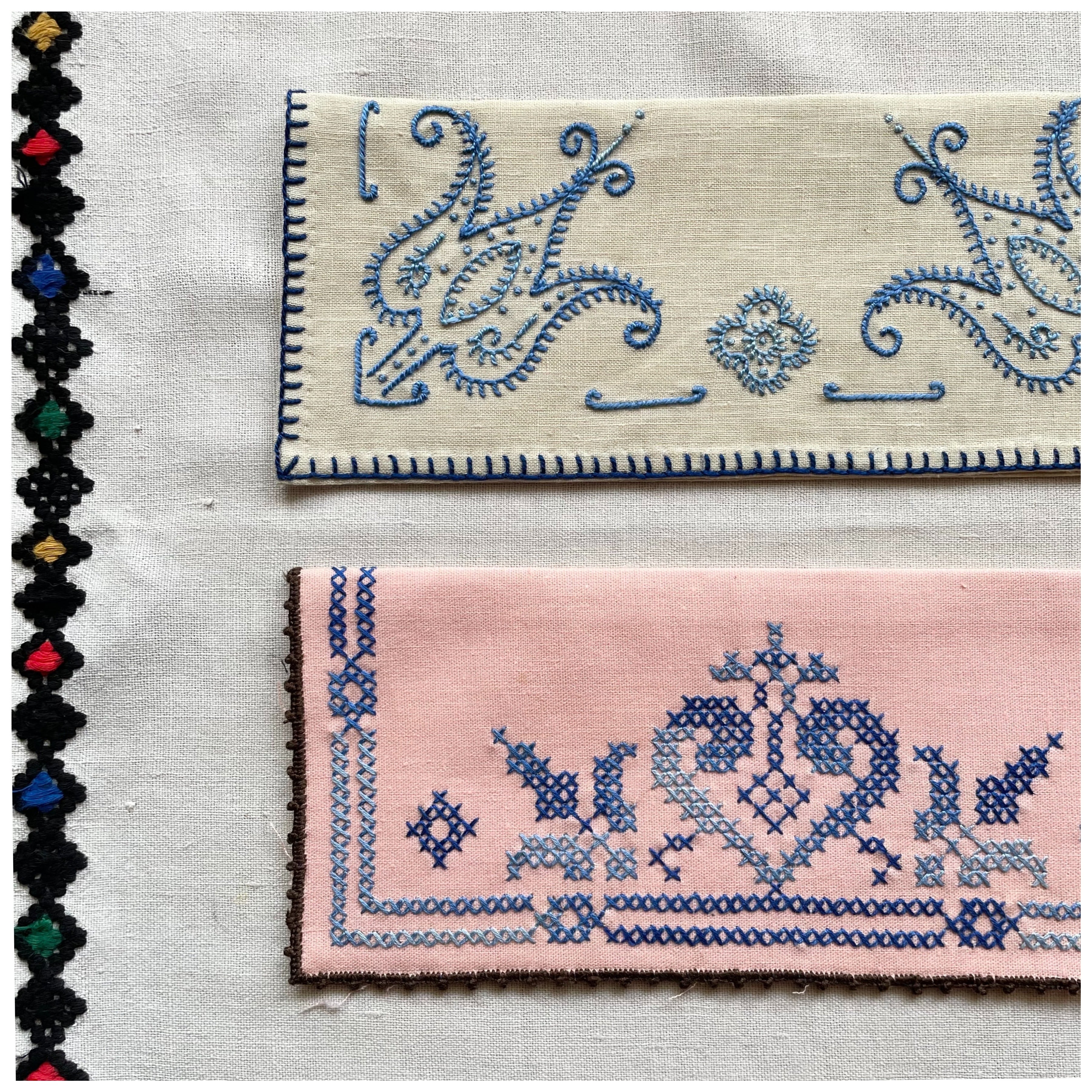 フランス買付 ヴィンテージ カトラリーケース 刺繍ポーチ ブランケット