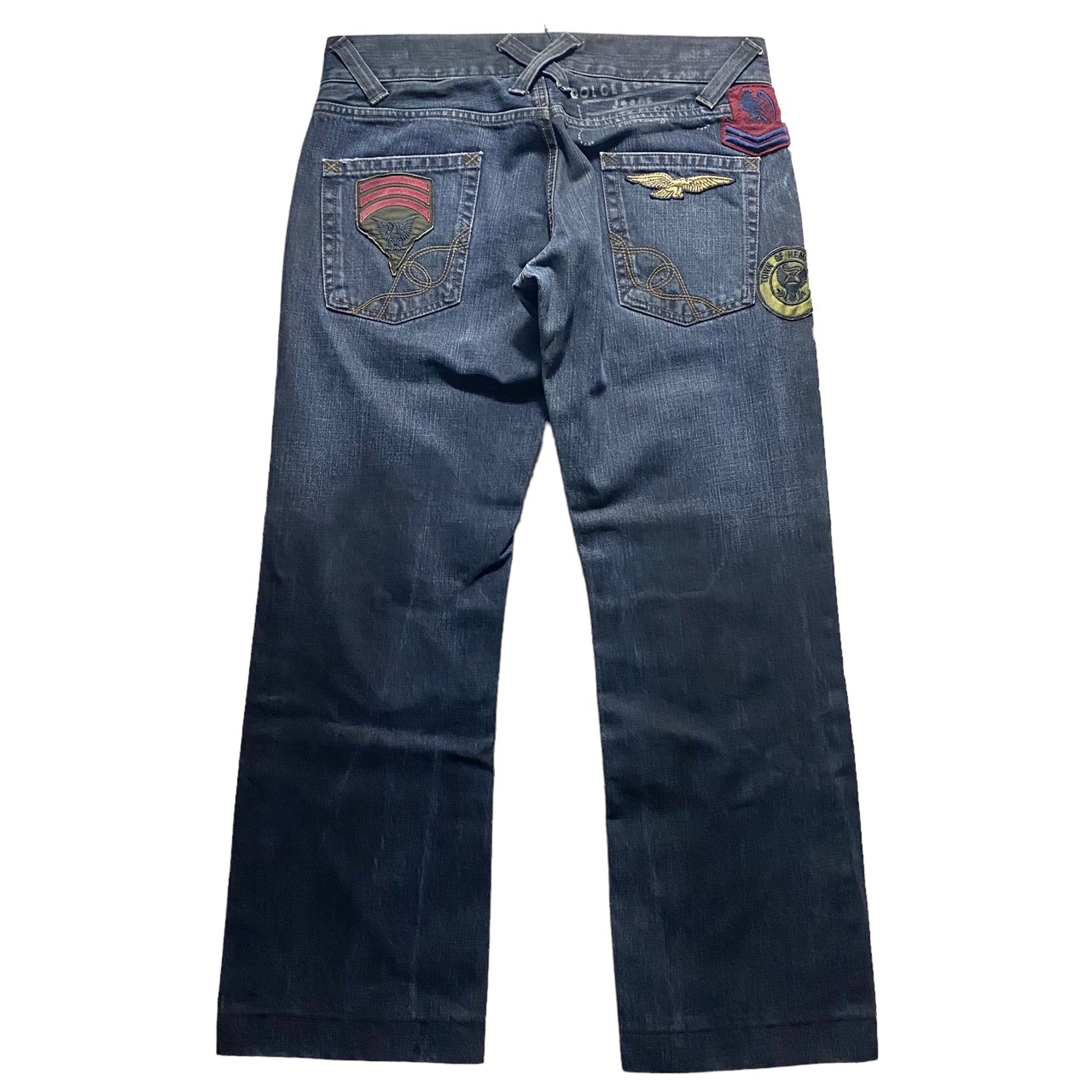 DOLCE&GABBANA logo & eagle patch denim pants
