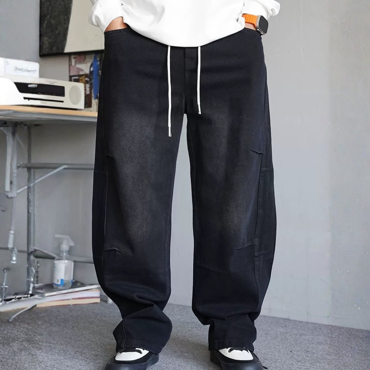 ドローストリング ワイド バギー デニムパンツ 00583