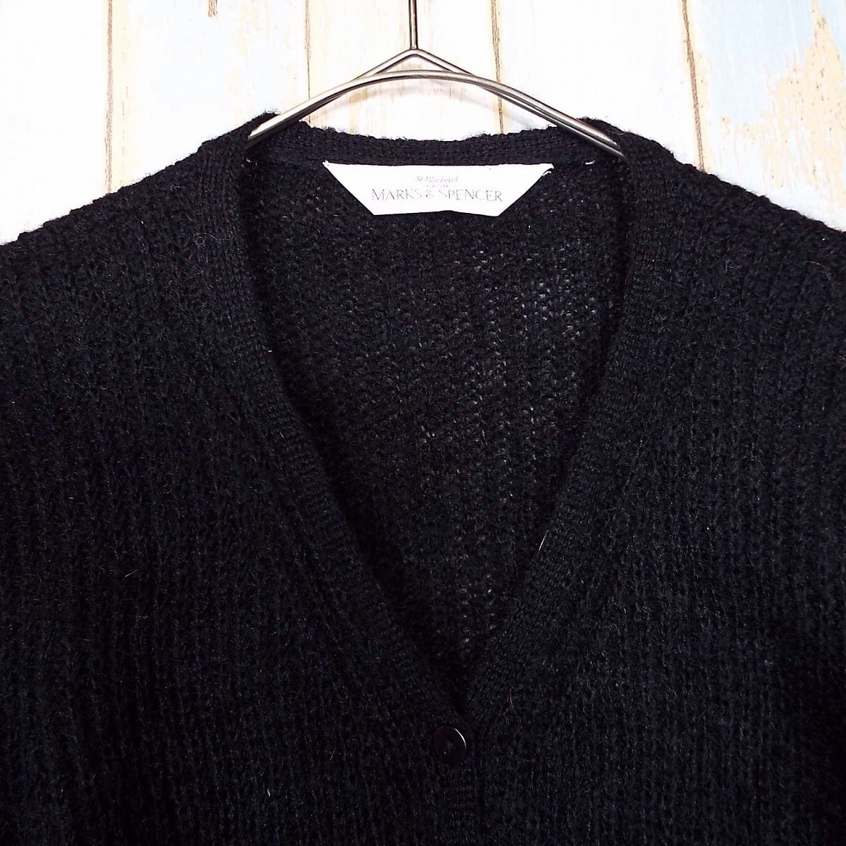 90s St Michael モヘア　ブラック　ショートカーディガン　UK製 90年代古着 香港製 St Michael MARKS&SPENCER モヘア ボタン留め