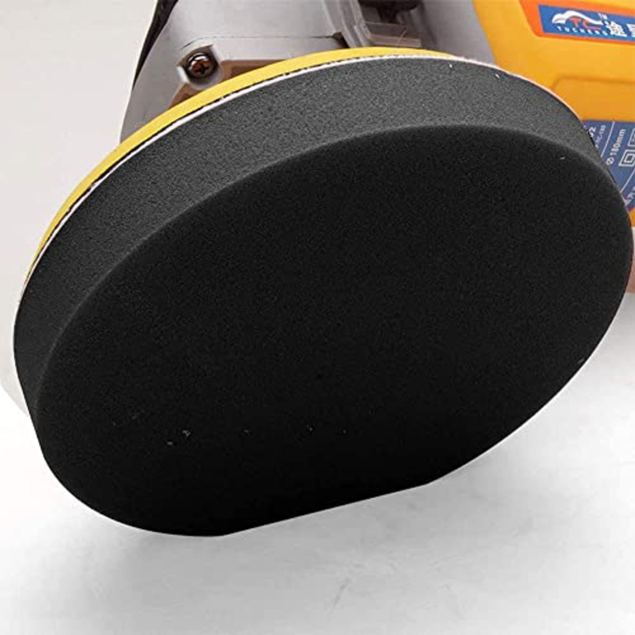 スポンジバフ 洗車 125mm 電動ポリッシャー用 研磨スポンジ ウレタンバフ 車磨き用 ワックスがけ スポンジバフ 研磨バフ ポリッシャーバフ 平型スポンジ マジックテープ式 8個セット (ブラック+オレンジ)