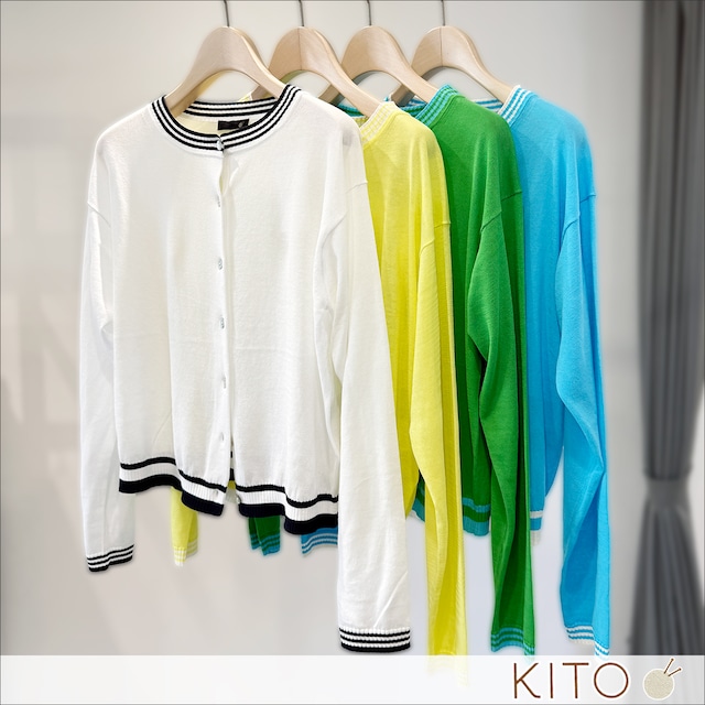 KITO コットンニットカーディガン 61203 ホワイト/イエロー/グリーン/ブルー