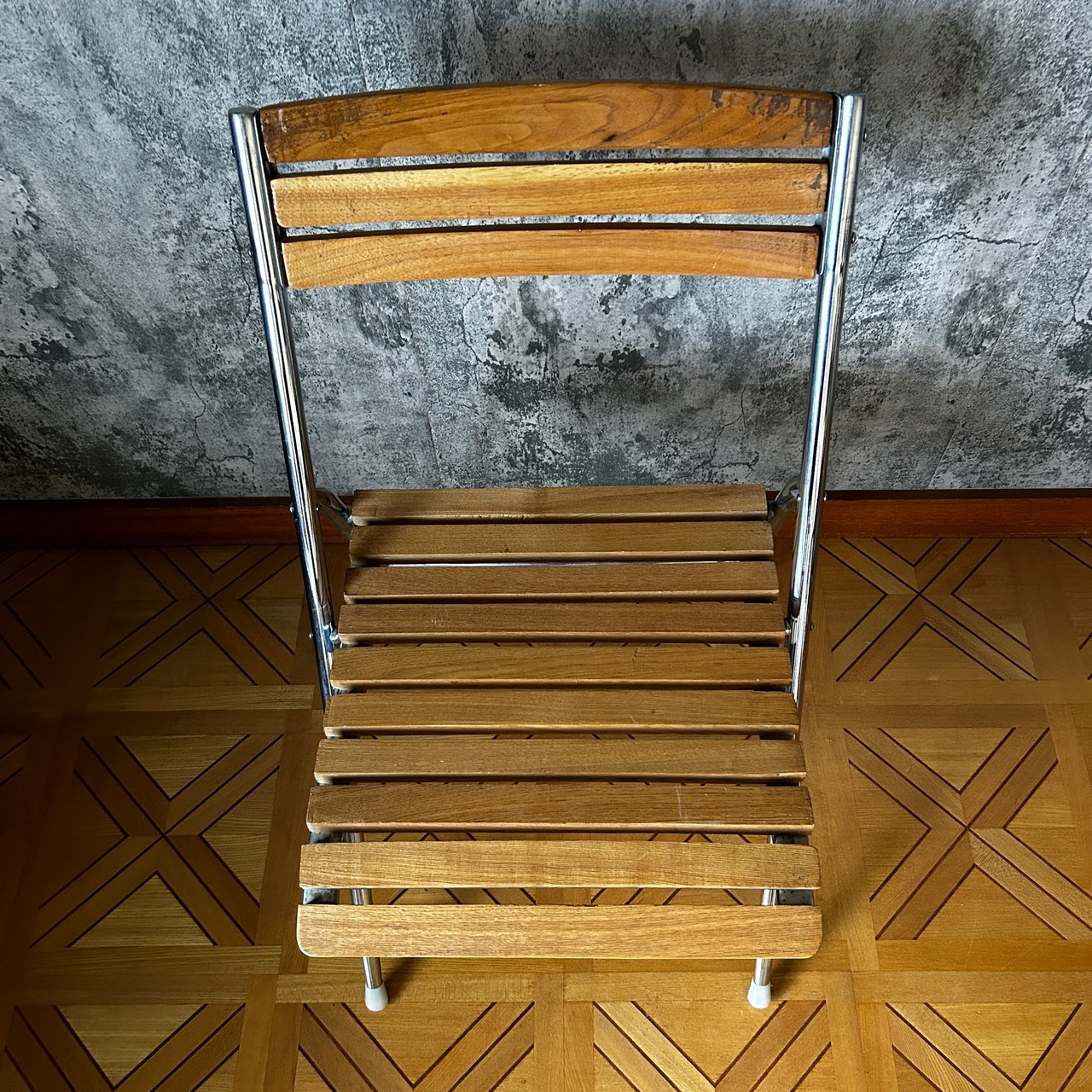 70's American Slat Folding Chair #2 Used 中古 リペア済