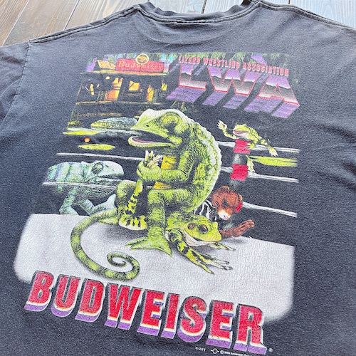 90s Budweiser official T-Shirt 〝 Wrestling 〟reptiles print T-Shirt  Size　表記無し　about X-LARGE