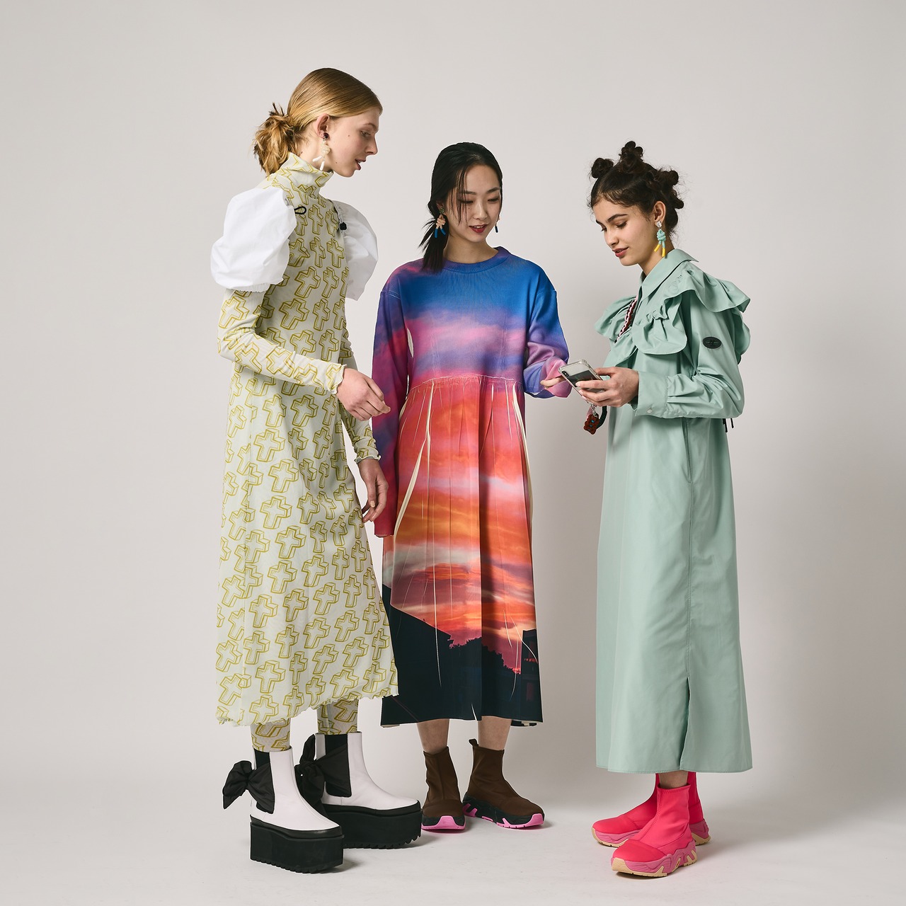 NON TOKYO ノントーキョー / DIRECT PRINT RIB ONE-PIECE / RED | coug  