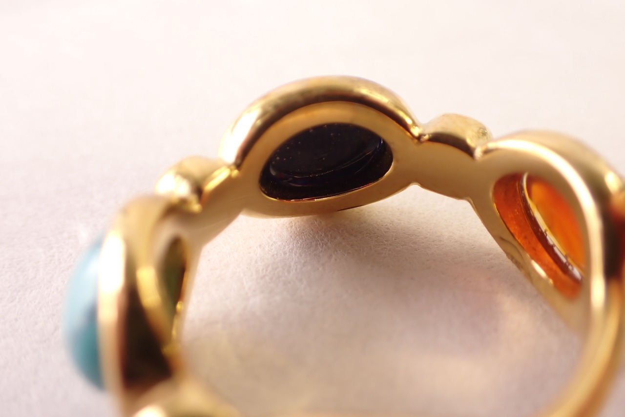 リング(ターコイズ、ラピスラズリ、カーネリアン、グリーンオニキス)　[D12-143]