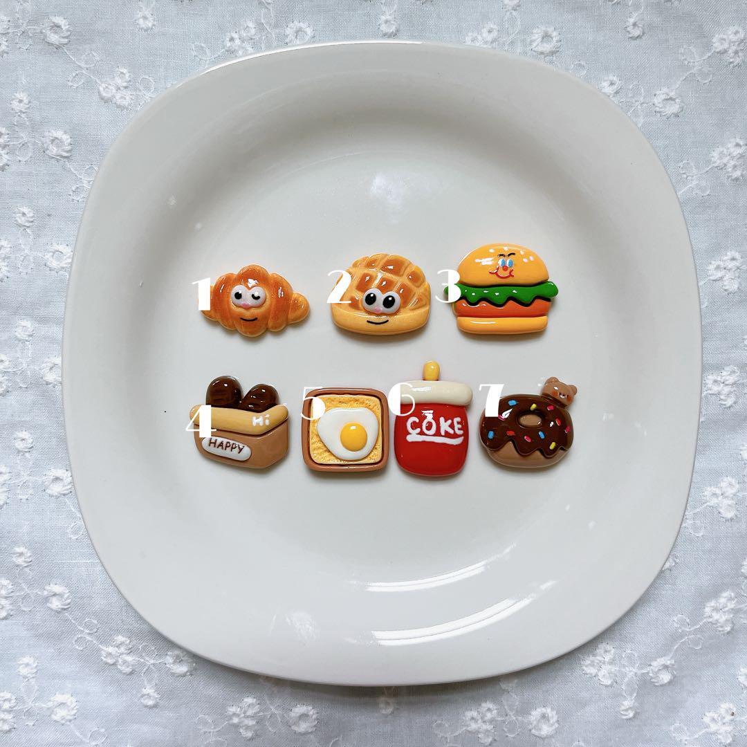 2個セット】デコパーツ ハンドメイド資材 ハンバーガー ドーナツ パン