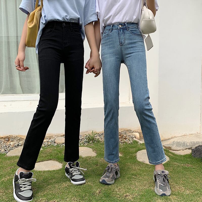 ジーンズ サマーハイウェスト薄手パンツ ブラック 夏物 試着室43500870050