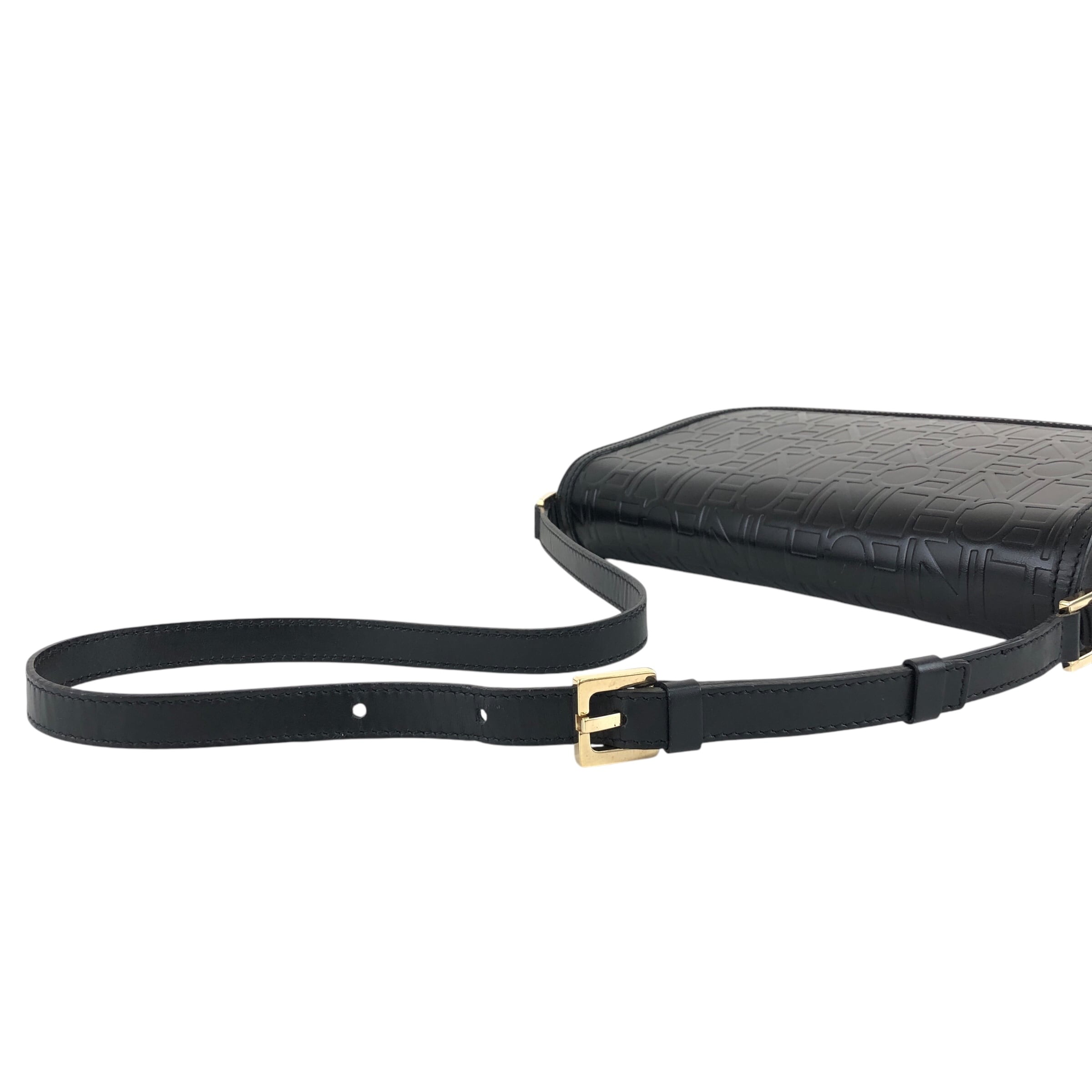 CELINE セリーヌ ショルダーバッグ ブラック ロゴ 型押し レザー ミニ