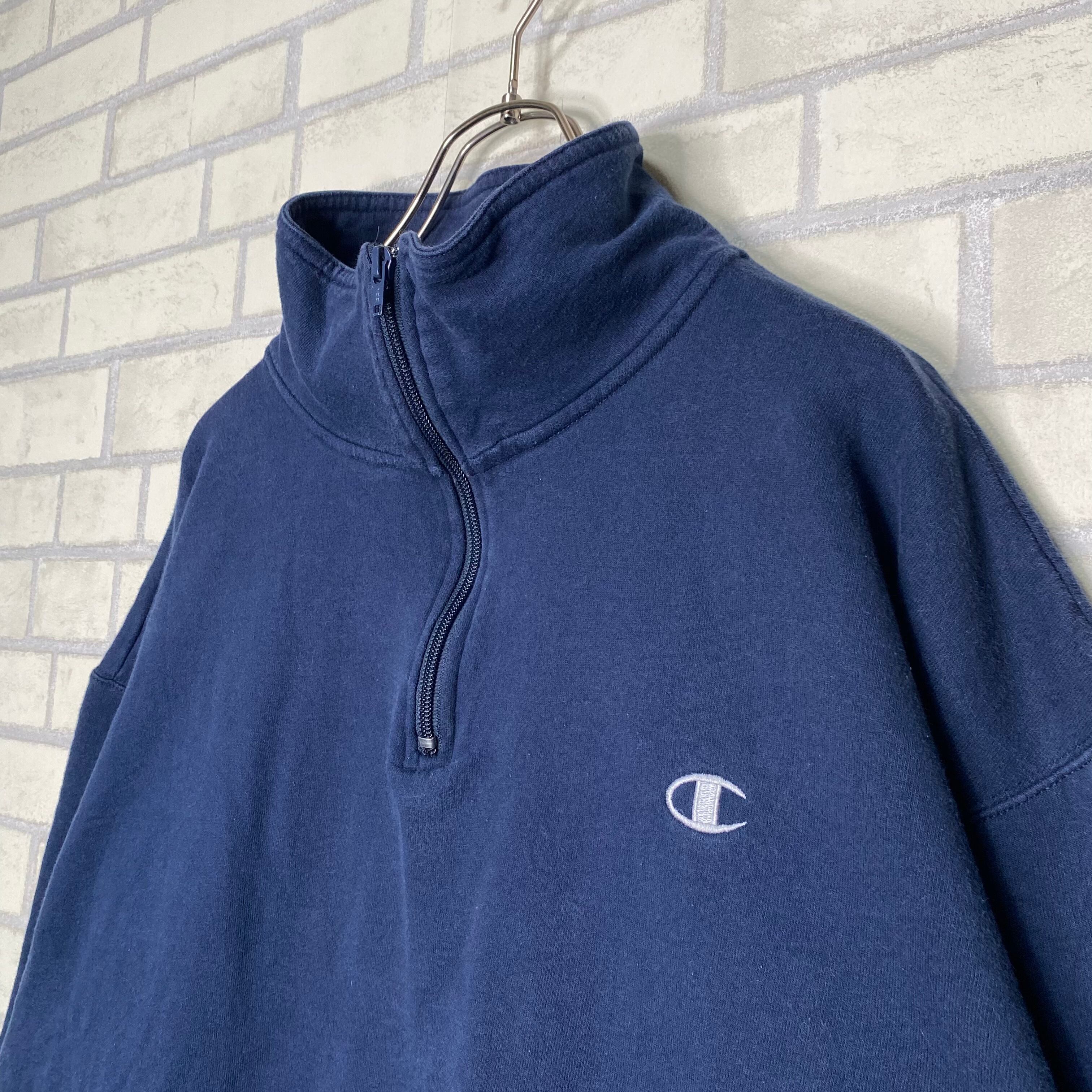 champion ハーフジップスウェット XL 刺繍 | 古着屋OLDGREEN