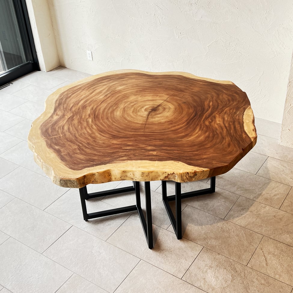 一点もの】モンキーポッド 輪切りテーブル ダイニングテーブル 円卓 一