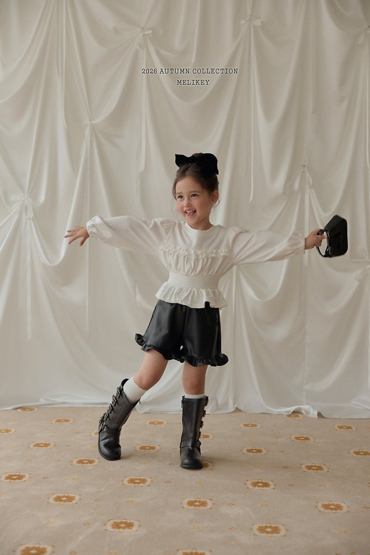 韓国子供服 / 26Autumn / 〖取寄〗Melikey / スモークフリルTシャツ / 女子服 *XS~JM*