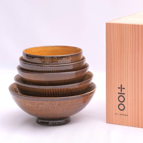 Co-ishiwara 百碗 飴釉飛鉋 森山實山窯 CHW-12 小石原焼 ご飯茶碗 プロジェクトブランド