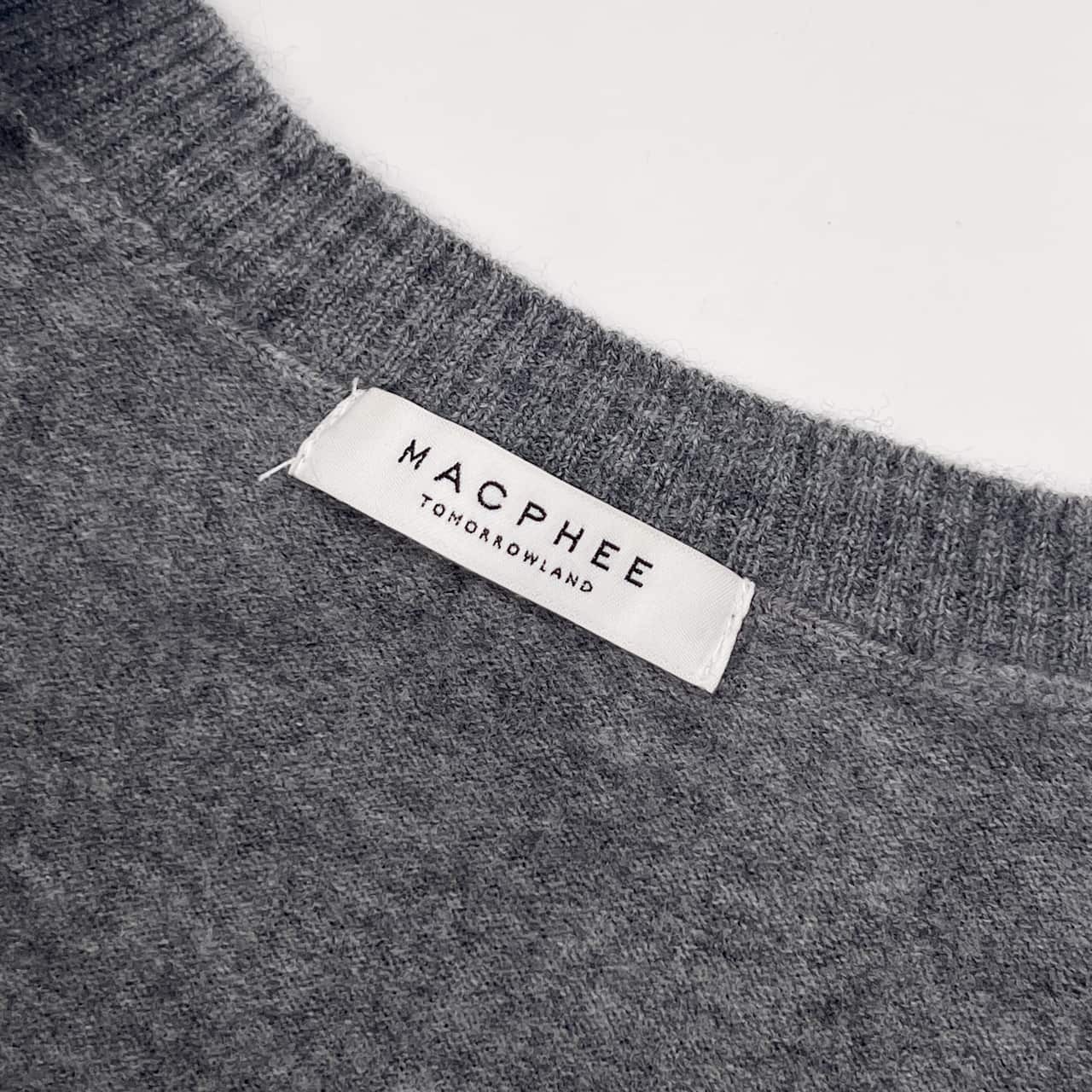 MACPHEE マカフィー Vネック ウール ニット セーター S/グレー 男女でも