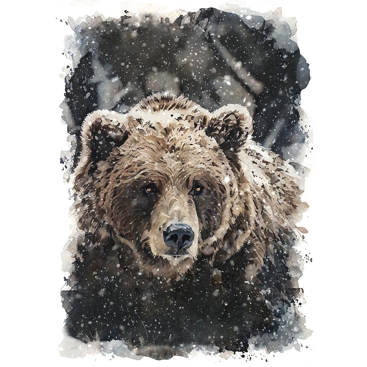 絵画 動物 ヒグマ インテリアアート額付き 水彩画・油絵調 WAT0644