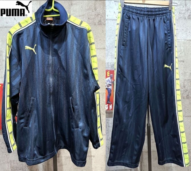 美品 プーマ ジャージ 上下セットアップ 紺/黄緑 SS プージャー PUMA