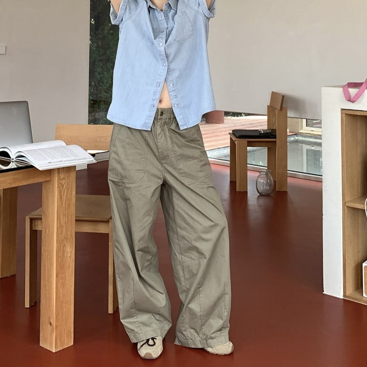 ポケットワークwashボリュームパンツ コットンワイドワークパンツ [am03784] | amgot
