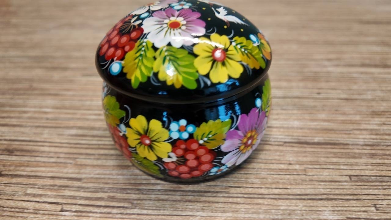 ペトリキウカ塗りのジュエリーボックス（人間国宝ホメンコ作）ウクライナ製 - 6