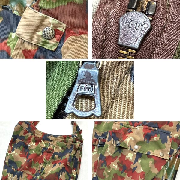 1点物◇実物スイス軍ビンテージM70迷彩柄オーバーオールパンツ古着