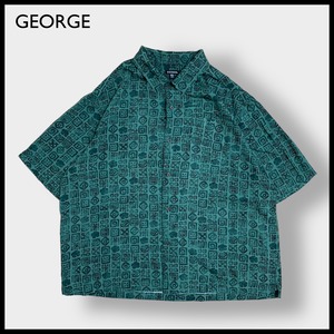 【GEORGE】半袖シャツ 柄シャツ 総柄 オールパターン レーヨン 2XL ビッグサイズ アースカラー US古着