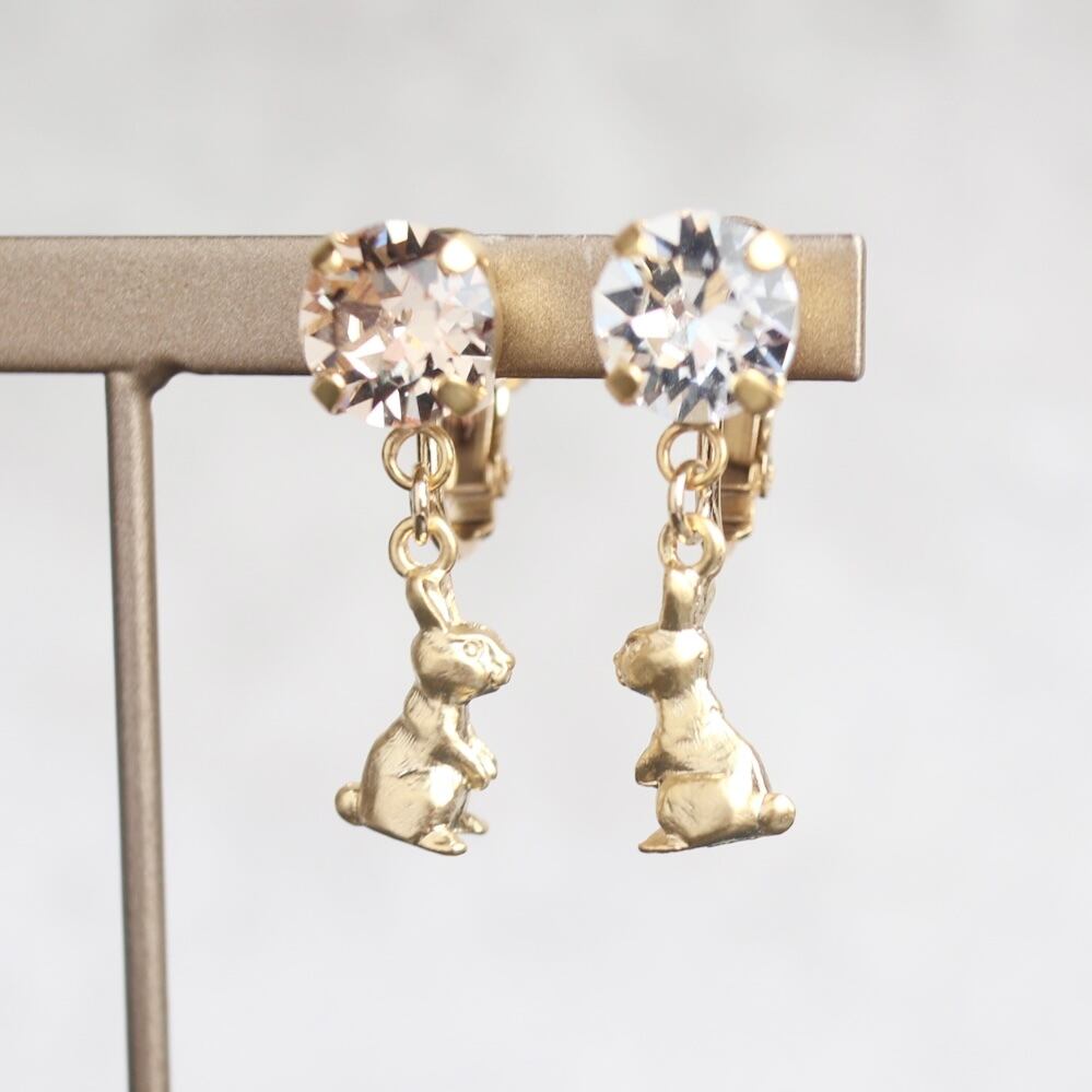 【ピアス・イヤリング】うさぎ×クリスタル
