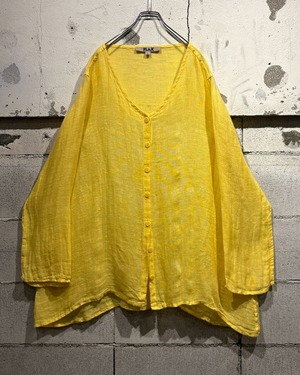【Caka otto】“FLAX” Vivid Yellow Vintage Linen Shirt Jacket
