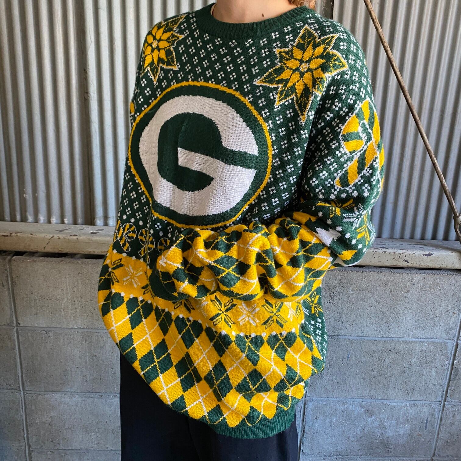 NFL グリーンベイ・パッカーズ アクリル ニットセーター メンズL 古着 
