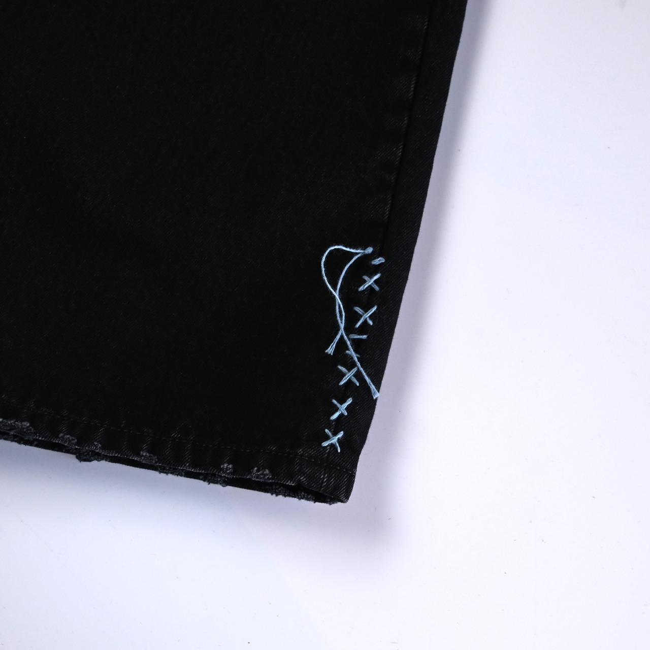 KUON / Sashiko Mended Black Denim Trousers
