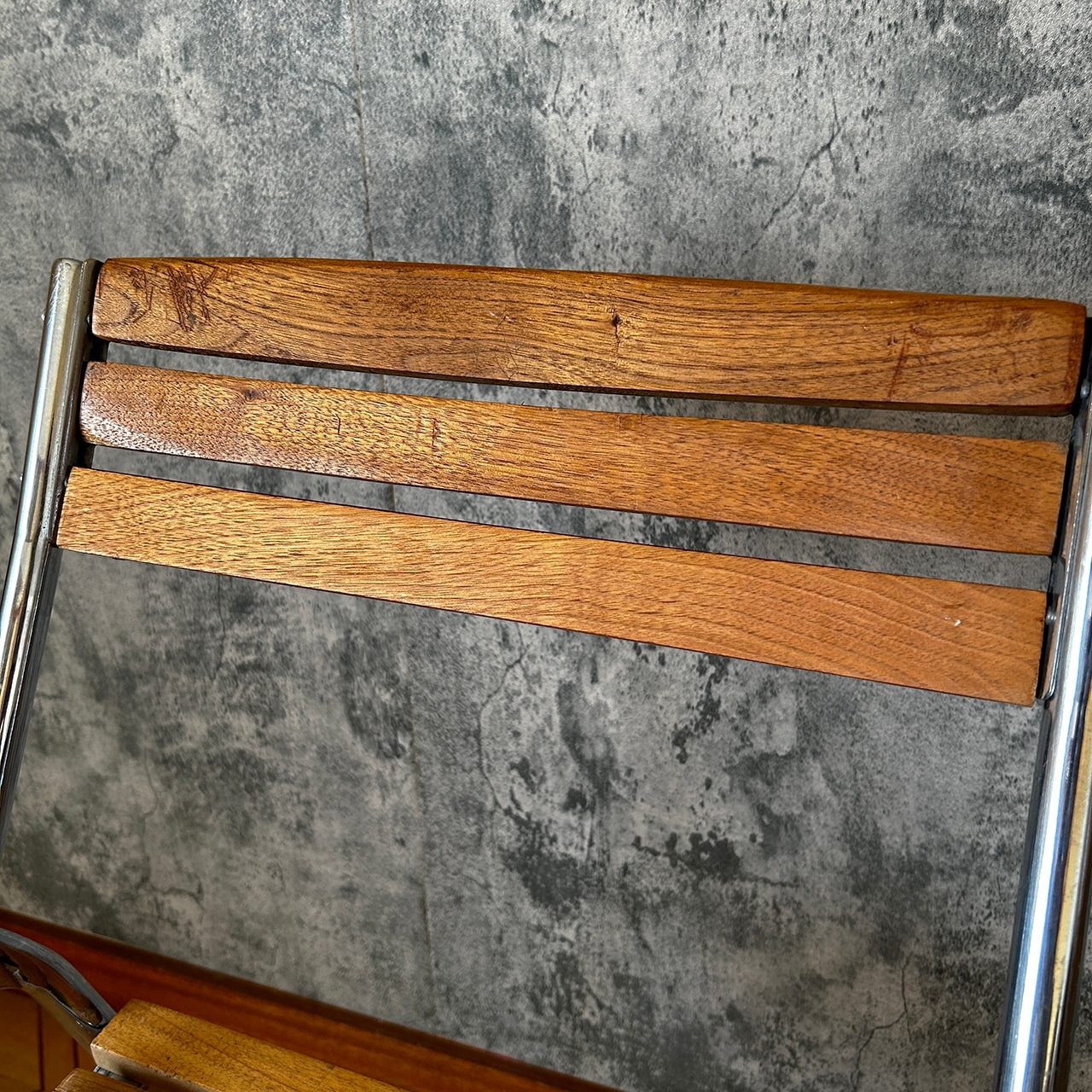 70's American Slat Folding Chair #1 Used 中古 リペア済