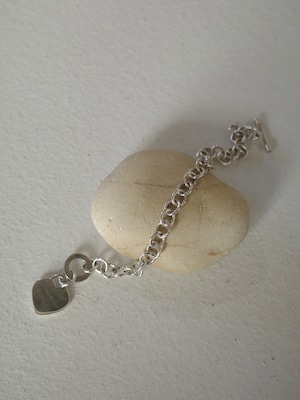 〈vintage silver925〉volume chain heart charm bracelet