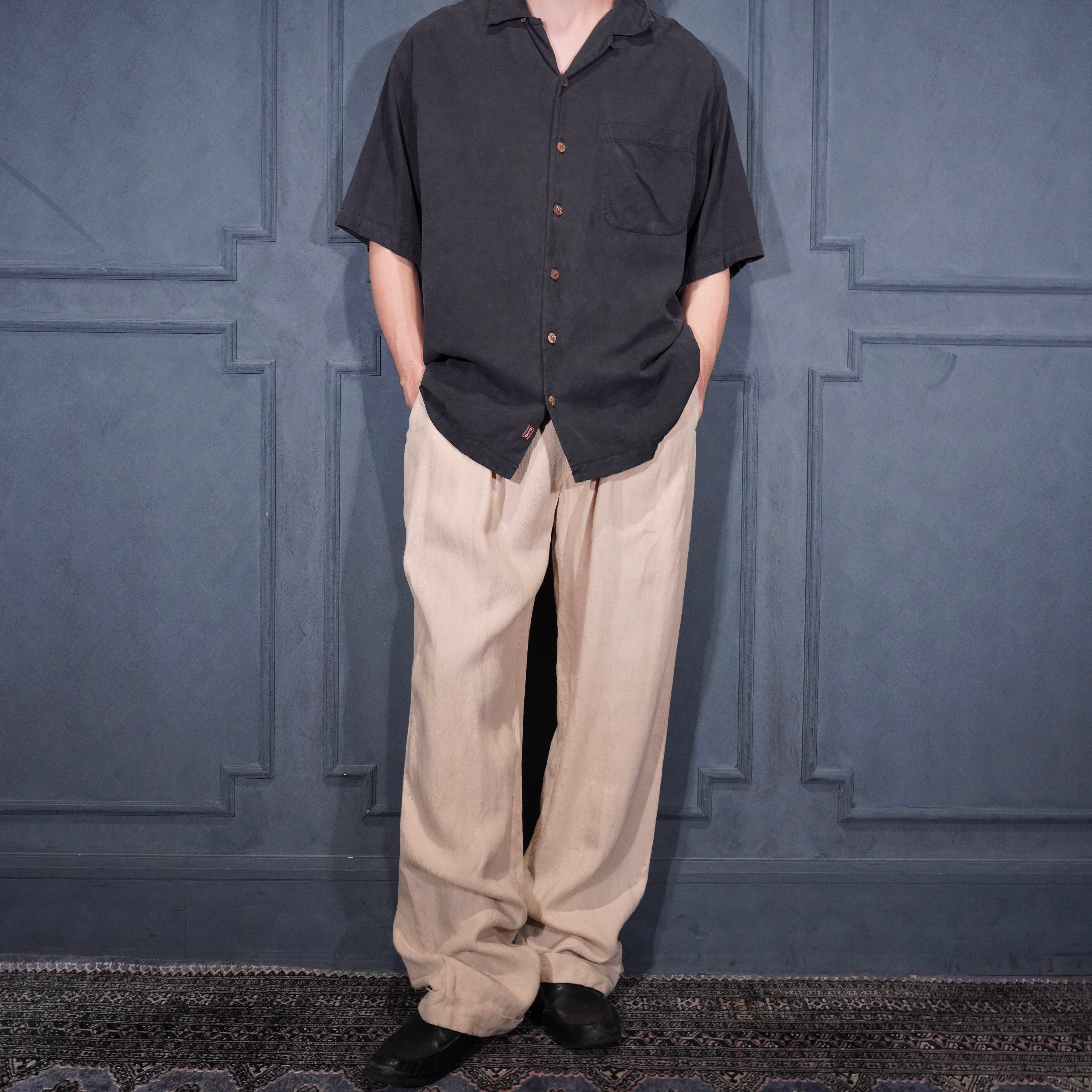 90s ramie×rayon wide slacks 極太パンツ　リネン 90s ramie×rayon wide slacks 極太パンツ リネン メーカーオフィシャル