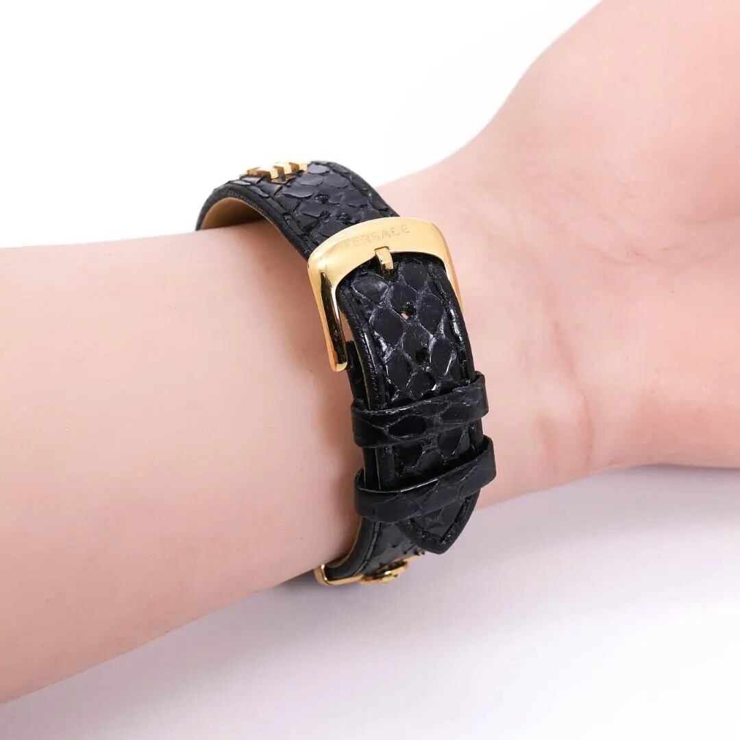 稼働 VERSACE 腕時計 メデューサ ゴールド ブラック コンビ 3844