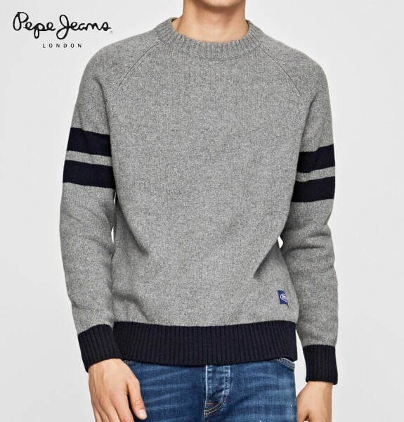 ペペジーンズ ニット セーター クルーネック メンズ トップス PEPE JEANS LONDON JIMY SPORTY STYLE JUMPER  GREY MARL【正規取扱店】 | BEES HIGH