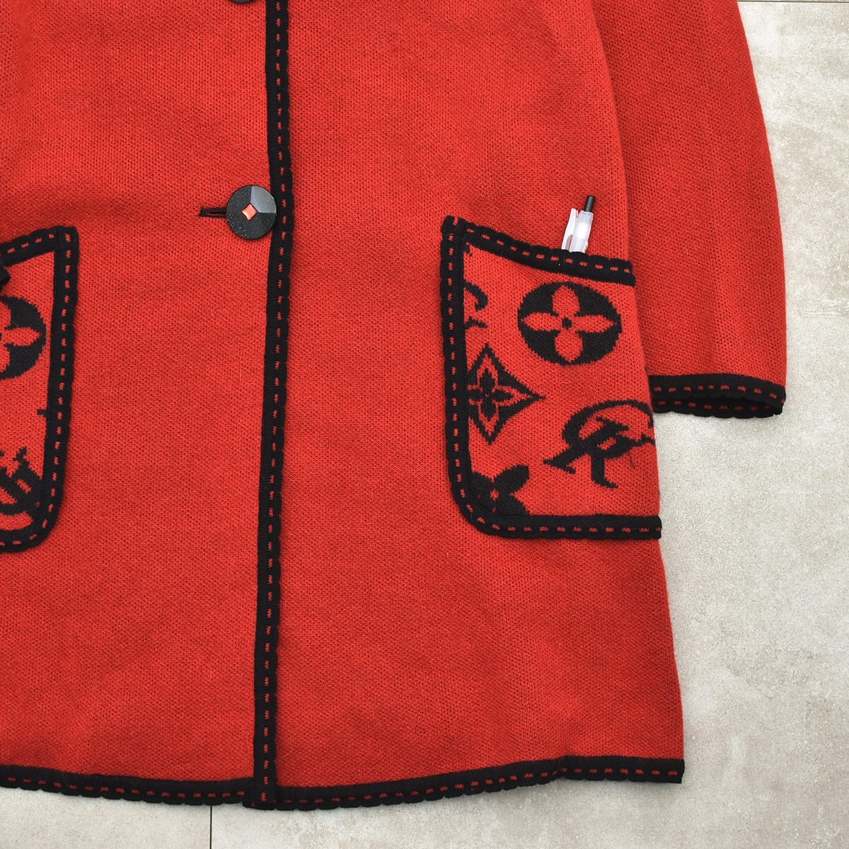伊太利屋　ニットコート　モノグラム Jp luxury brand 伊太利屋 monogram knit coat | 古着屋 grin days