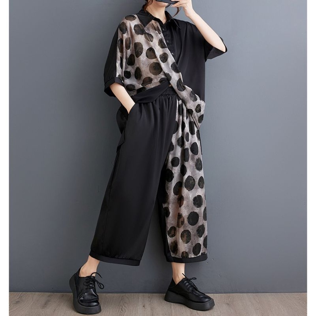 モノトーン 水玉 セットアップ  30048