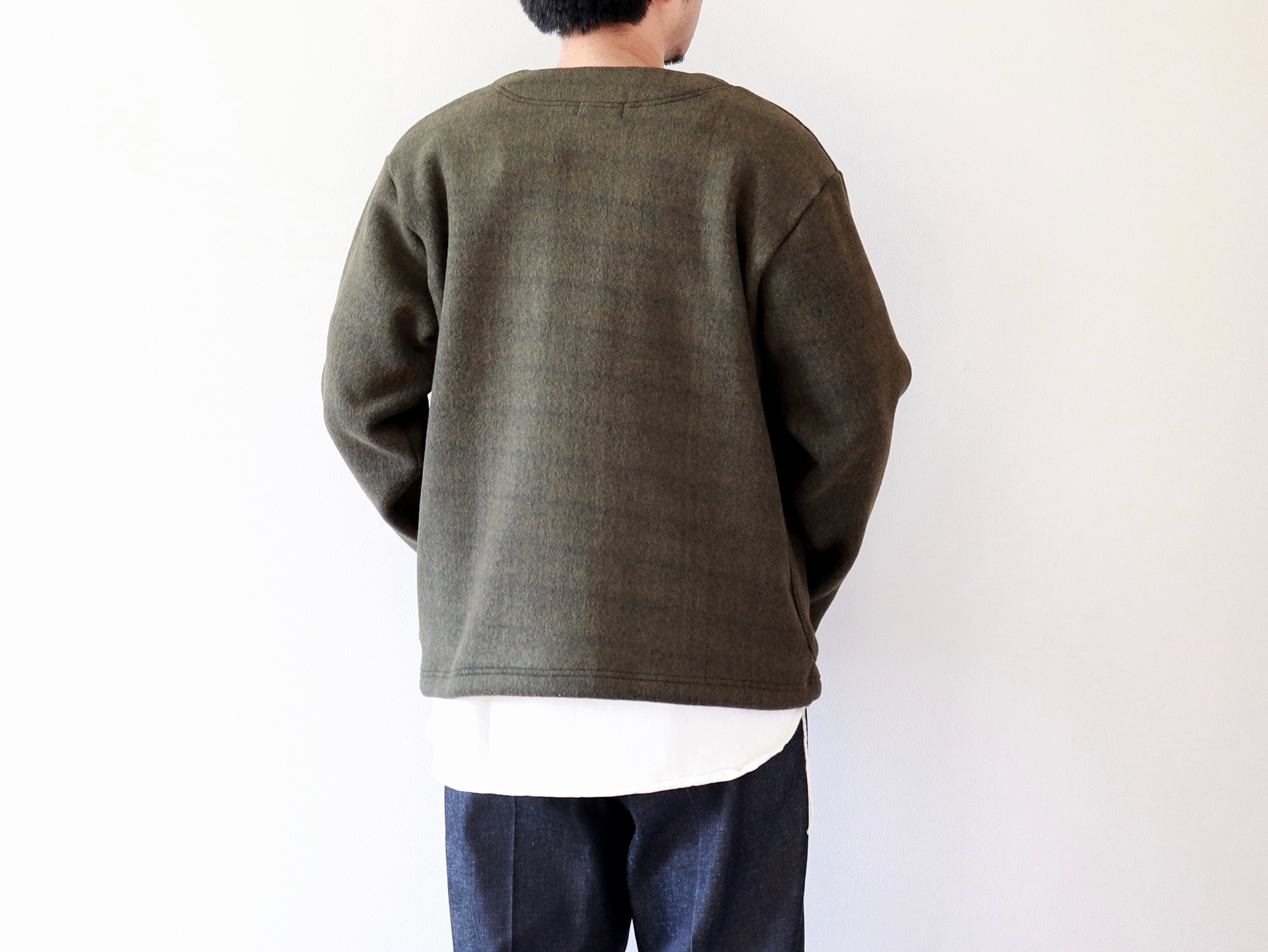 PLESIC / RECYCLE FLEECE SNAP JACKET - KHAKI プルシック